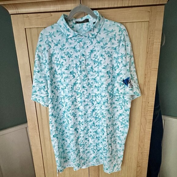 New G/Fore Men's Mapped Icon Camo Tech Jersey Golf Polo - Monsoon Size XL *READ* - Picture 1 of 7